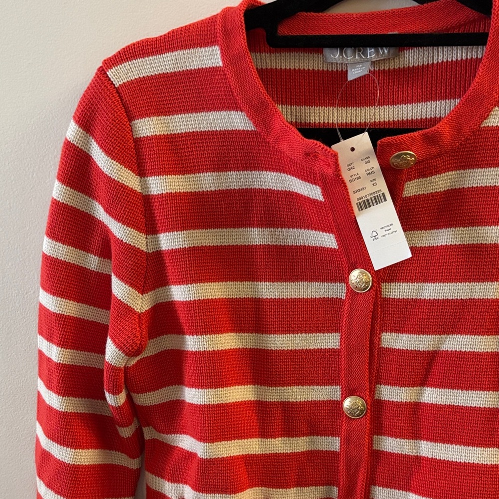 Red and White Striped J.Crew Lady Jacket - Picture 3 of 4